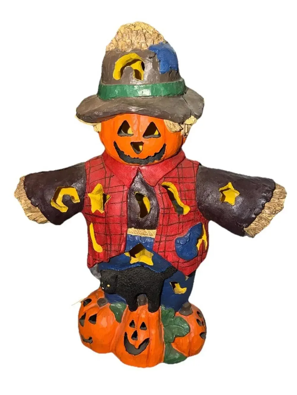 Mervyn’s Lighted Vintage Scarecrow Faux Wood Lamp 17×13 Inches READ DESCRIPT